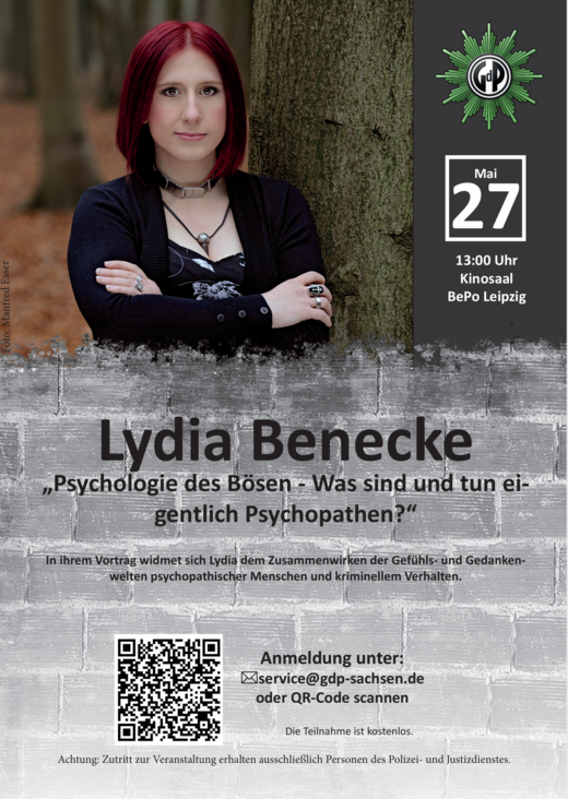 Vortrag - Psychologie des Bösen | © Bild: Manfred Esser Plakat: GdP Sachsen
